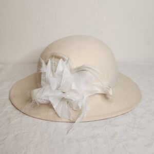 60s Floral Feathered Bowler Hat